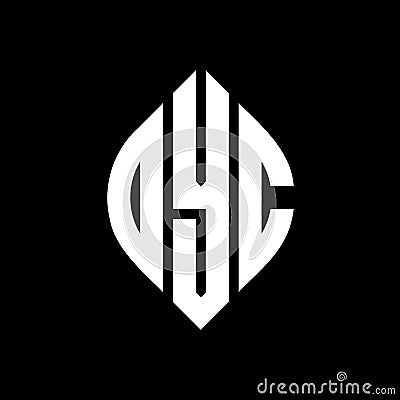 DYC circle letter logo design with circle and ellipse shape. DYC ellipse letters with typographic style. The three initials form a Vector Illustration