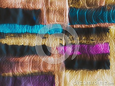 Dye Effect Patchwork. Ethnic Abstract. Psychedelic Floral Ornament. Vintage Mottled Pattern. Graphic Pattern Print. Multicolor Tie Stock Photo
