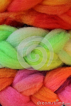 Dyed sheep wool roving Stock Photo