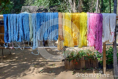Dyeing silk handmade traditional. Stock Photo