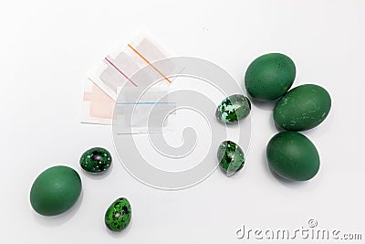 Dyestuff, colorant in paper bag, package for coloring Easter eggs on white background Stock Photo