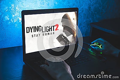Dying light 2 Stay human video game. Point of view video gaming on PC. Playing computer video game Editorial Stock Photo