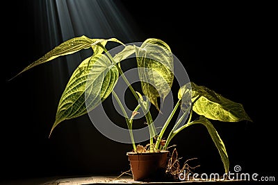 a dying plant under a healing light Stock Photo