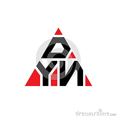 DYN triangle letter logo design with triangle shape. DYN triangle logo design monogram. DYN triangle vector logo template with red Vector Illustration