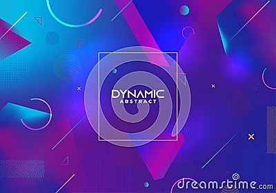 Dynamic abstract background with blue gradient colors. Vector eps 10. Blue colorful futuristic trendy design Vector Illustration