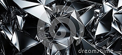 Dynamic Abstract Background with Sharp, Angular Silver and Black Shards for Modern Fashion Ads Stock Photo