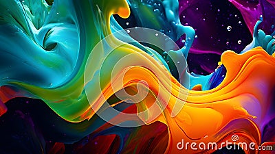 dynamic abstract background with swirling liquid patterns and colorful light refraction Stock Photo