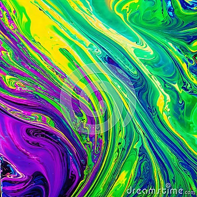 dynamic abstract background with swirling liquid patterns and colorful light refraction Stock Photo