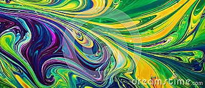 dynamic abstract background with swirling liquid patterns and colorful light refraction Stock Photo