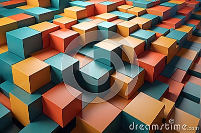 Dynamic Abstraction: 3D Background with Geometric Shapes Twisting and Overlapping in a Non-Representational Dance Stock Photo