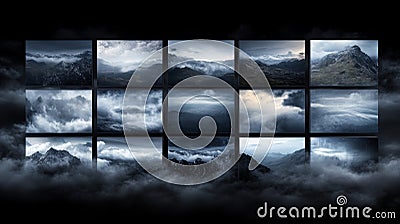 Dynamic action sequence, photographic stills captured from a dramatic video scene, creating intense visual narrative and cinematic Stock Photo