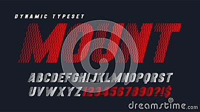 Dynamic alphabet design, letters and numbers. Vector characters. Vector Illustration