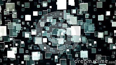 Dynamic Arrangement of Transparent Squares with Depth Effect Stock Photo