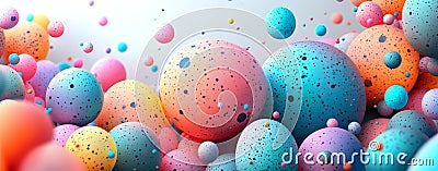 A dynamic array of spheres in a range of pastel colors, resulting in a fun and cheerful visual display Stock Photo