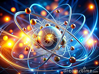 Dynamic Atomic Structure Energy Particles Light Movement Science Concept Stock Photo