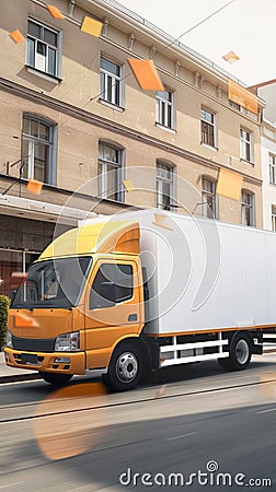 Dynamic banner advertises reliable parcel delivery services for businesses Stock Photo