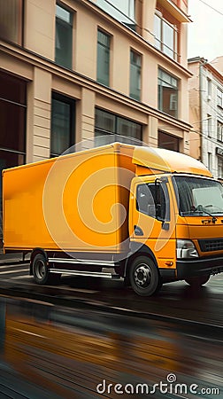 Dynamic banner advertises reliable parcel delivery services for businesses Stock Photo