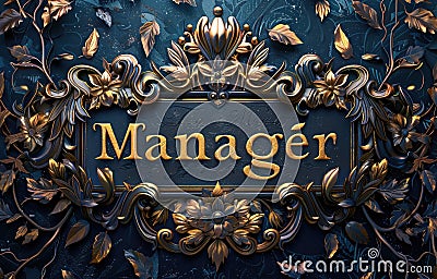 Dynamic banner: creative business card with the text manager on the background, the design element stands out for its Stock Photo