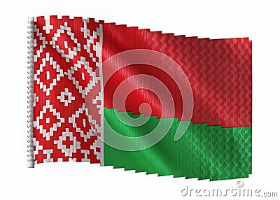 Dynamic Belarusian Flag Motion Graphics Glitch Pixel Art Animation on White Background for Design Video or Web Projects Stock Photo
