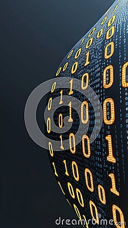 Dynamic Binary Code in Cascading Motion with Low Resolution Effect Stock Photo