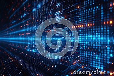 Dynamic binary data flow Streaming digits create intricate matrix background Stock Photo
