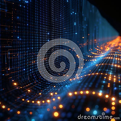 Dynamic binary data flow Streaming digits create intricate matrix background Stock Photo