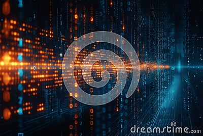 Dynamic binary data flow Streaming digits create intricate matrix background Stock Photo