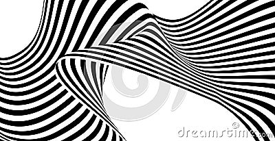 Dynamic black and white wavy lines create an abstract visual pattern Vector Illustration