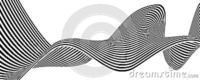 Dynamic black and white wavy lines create an abstract visual pattern Vector Illustration