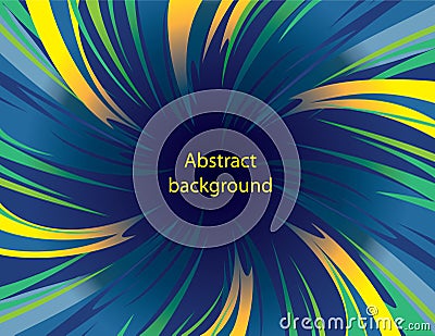 Dynamic blue background with swirling colored stripes Vector Illustration