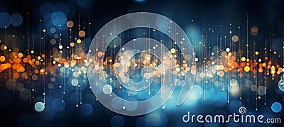 Dynamic bokeh backdrop with vibrant digital circuit patterns in a technological theme Stock Photo