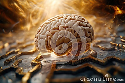 Dynamic Brain Maze Cognitive Training Visualization, Witness the Amazing Reshaping of Neural Pathways as the Brain Solves Problems Stock Photo
