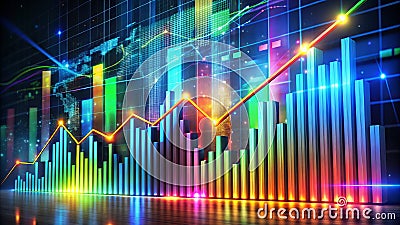 Dynamic Business Growth: Visualizing Exponential Progress Across Sectors with Interactive Data Visualization Stock Photo