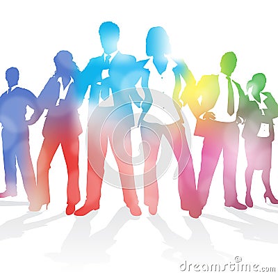 Dynamic Business Team against an Abstract Blur Background. Vector Illustration