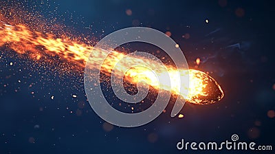 Dynamic and captivating, perfect for futuristic themes with copy space, abstract space background with a burning comet. Stock Photo