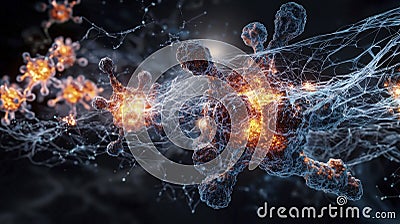 Dynamic cellular communication illustration abstract science concept high-tech environment close-up view Stock Photo