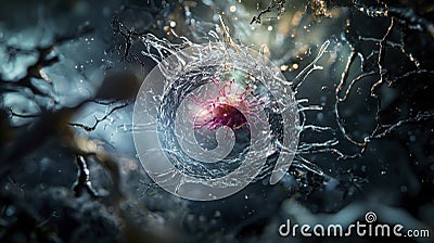 Dynamic cellular communication in a microscopic environment nature digital illustration science abstract concepts Stock Photo