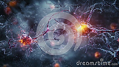 Dynamic cellular communication networks in action a stunning visual exploration of neurons and connections Stock Photo