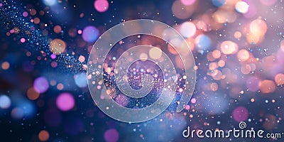 Dynamic chrome effect particles floating in a vibrant abstract art environment Stock Photo