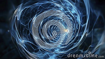 Dynamic circles rotating around a center abstract visuals digital art dark background hypnotic perspective energy flow Stock Photo