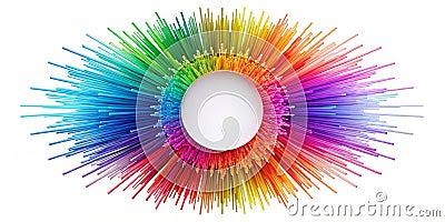 Dynamic Circular Equalizer Visualizing Big Data Algorithm Processing with Abstract Exploding Lines Stock Photo