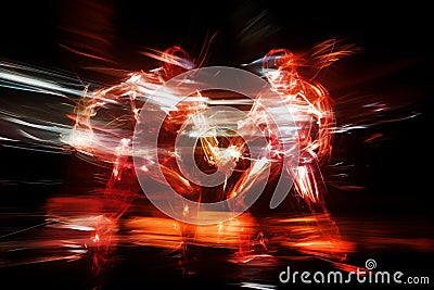 Dynamic Clash: Abstract Motion Blur of Intense Boxing Match Stock Photo