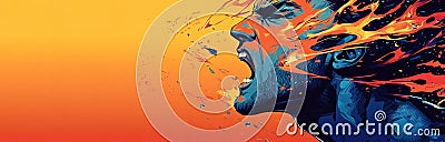 Dynamic Closeup of Heroic Protagonist in Vibrant Colors Battling Enemies with Explosive Action, Intense Emotion, and Str Stock Photo