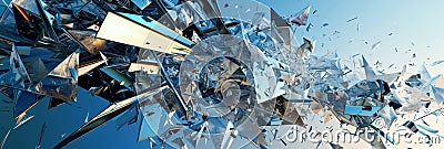 A dynamic collision of geometric forms resulting in a dynamic and visually striking abstract artwork Stock Photo