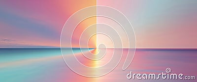 Dynamic Color Gradient with Luminous Horizon Line Abstract Background. Stock Photo