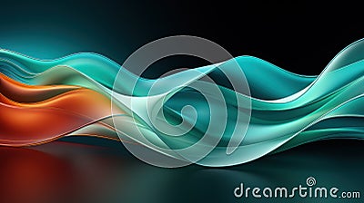 Dynamic Color Symphony: 3D Abstract Green Wave Vector Stock Photo