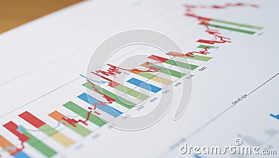 Dynamic colorcoded bar graphs displaying changing financial data stock marketsbanking Stock Photo