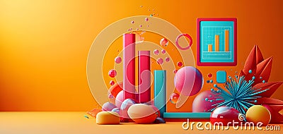 Dynamic Colorful Elements Representing Data Trends and Analytics in a Vibrant Display of Shapes Stock Photo