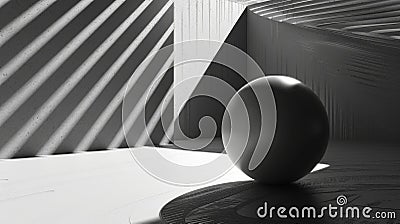 The dynamic contrast between the hard lines of a pyramid shadow and the soft curves of a spherical shadow Stock Photo