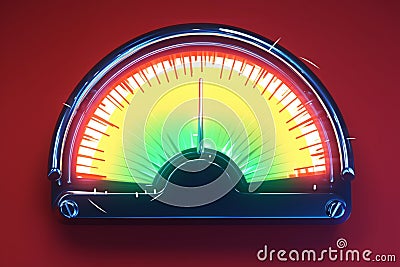 Dynamic credit rating 3D round control panel icon with speedometer Stock Photo